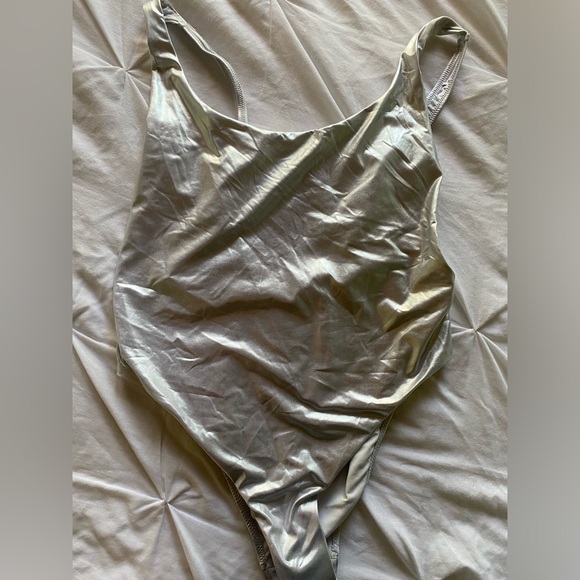 Zara nwt silver metallic swim suit - Picture 2 of 4